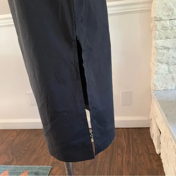 Vintage  90s Minimalist Black Dress Spaghetti Straps Midi Side Slit Size Small - Picture 5 of 11